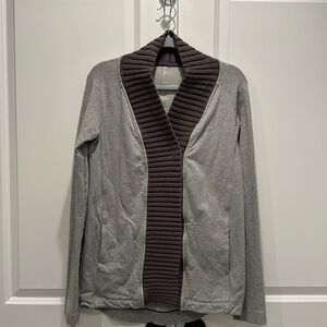 lululemon athletica shawl cardigan, Size 6, light grey heather with dark grey